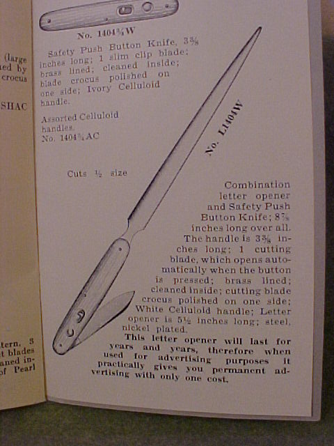 Original Schrade Letter opener advertisment