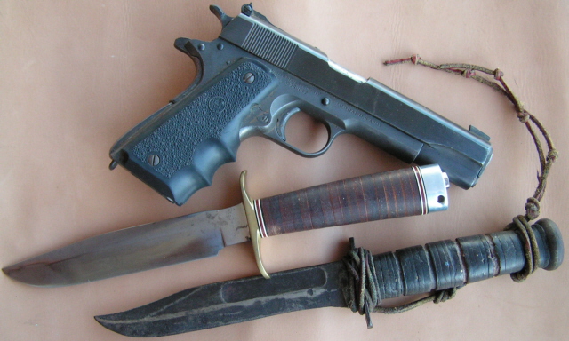 1911a1,model 1-7",KA-BAR USMC
<br />well used
