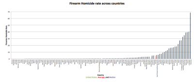 U.S. Below average firearm homicide rate