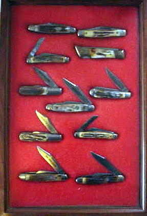 Hold on to that Coon.  They are hard to catch these days.  The picture shows some Adrian Harris made for me.  All but the one in the top right corner.  It is a square bolster stag stockman, I bought at the Nashville Tennessee flea market for $40 several y