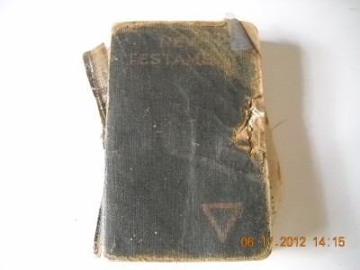 WWI bible that saved Miss Joy's grandfather's life in France during WWI