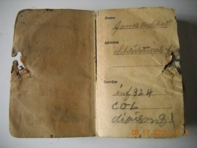 Inside of front cover of Grandpa's New Testament