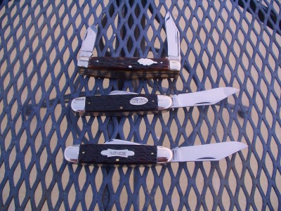 Heres THE "champ"> Winchester made for Wards 5 blade triple backspring Oak leaf shield, 2 Coca cola Wards advertising knives