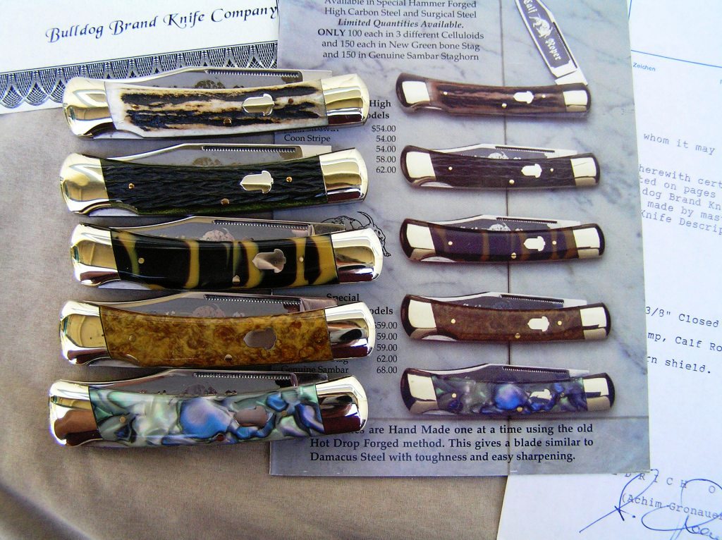 Catalog, COA, Original Invoice, and the Exact 5 knives pictured on the Catalog
