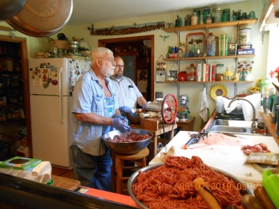 Me and the preacher messing up Miss Joy's kitchen.