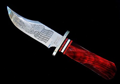 SCHRADE COFFIN HANDLE BOWIE in RED BUFFALO HORN (1)a.JPG
