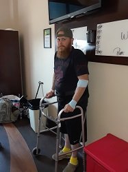 Matthew ready to walk out of the hospital on his own power