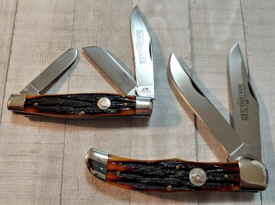 Queen ACSB #49 lg stockman &amp; #39 folding hunter both D2 steel