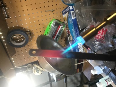 Heating an old hacksaw blade
