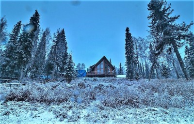 The lodge looking back from the river.
