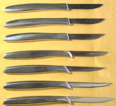 These are the seven mimings that I will be dealing with. They are I believe lain out from top two bottom with the earliest on top and the first 1951 on the bottom. They are shown with the Gerber stamp in view,