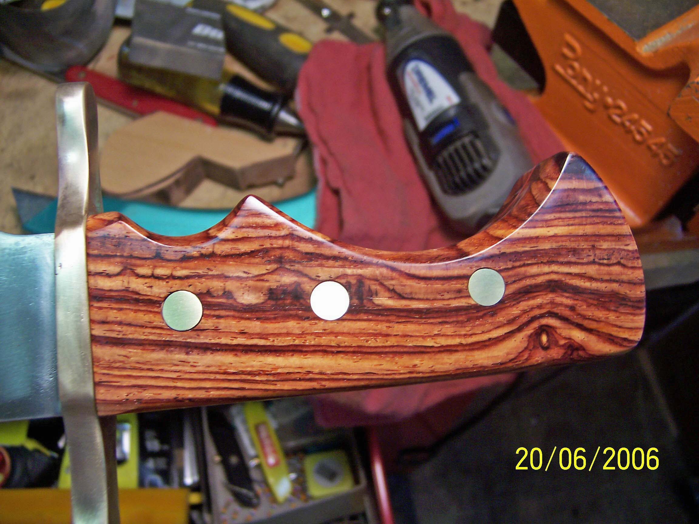 Here is the handle after sanding.  I did treat it with a mixture of carnauba wax, beeswax &amp; orange or oil.  Then I buffed it with carnauba wax on a loose cotton wheel.