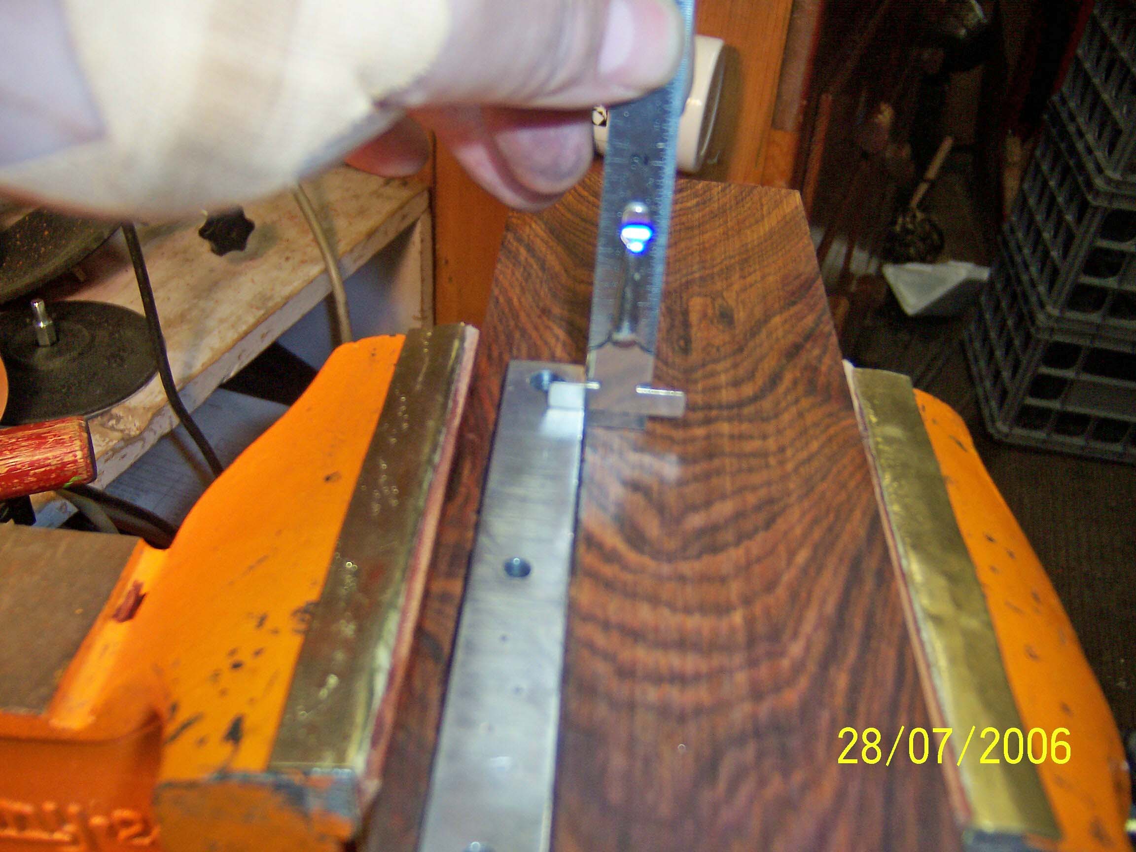Here I am measuring to make sure I have the proper depth of the mortise.
