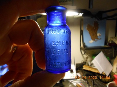 Bromoseltzer bottle back-lit