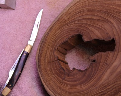 Mushroom shaped hole needed a thin blade to clean out.JPG