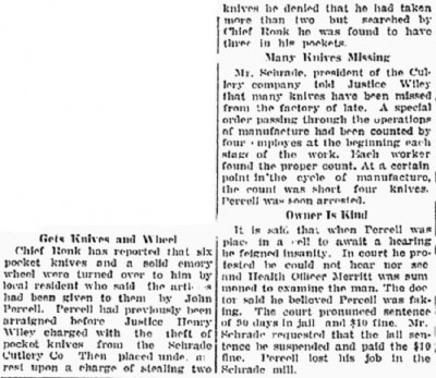 Schrade Cutlery Company Employee/Thief - See Picture #2 - January 29, 1927 - Previous Post.
