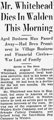Edward Whitehead, also Walden Knife Company &amp; Schrade Cutlery Company mentioned.