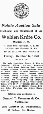 Walden Knife Company Machinery &amp; Equipment Auction.