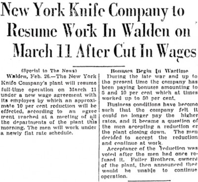 New York Knife Company and<br />Fuller Brothers mentioned.<br />See picture #10<br />February 15, 1929-this page.