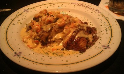 Babin's blackened catfish over dirty rice