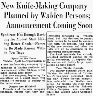 April 4, 1929.<br />Possibly the future Orange Cutlery Company?