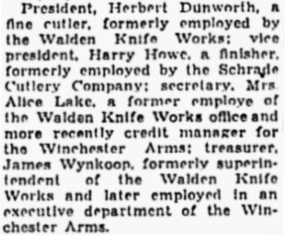 Names of the Orange Cutlery Company,<br />Front Office, Starting Lineup.