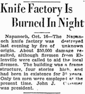 Napanoch Knife factory mentioned.