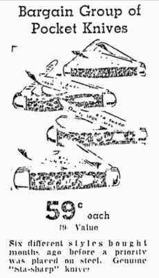 "Sta-Sharp" pocket knives.