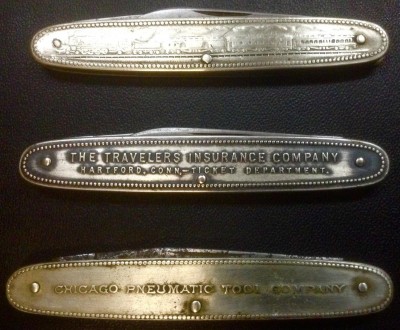 1A. Front - Top To Bottom (Tang Stamps).<br />MERIDEN KNIFE COMPANY.<br />L.F. &amp; C. (Landers, Frary &amp; Clark).<br />THE W &amp; H CO.