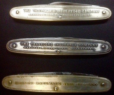 1B. Back - Top To Bottom (Tang Stamps).<br />MERIDEN KNIFE COMPANY.<br />L.F. &amp; C. (Landers, Frary &amp; Clark).<br />THE W &amp; H CO.