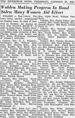 Mrs. J. L. Schrade mentioned.<br />Right Column, Third "Captain" Paragraph Down.