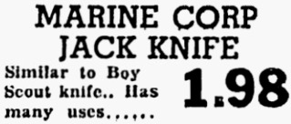 This Particular Ad, The Only Knife Ad,<br /> Is From A Larger "Catalog Sales Dept."<br />SEARS, ROEBUCK AND CO Advertisement.