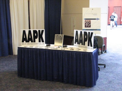 A view of the AAPK information table.  Lots of folks took cards home and hopefully will be logging in soon.