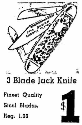 STA SHARP 3 Blade Jack Knife Ad-<br />Sears Roebuck And Co.-<br />Dollar Sale.