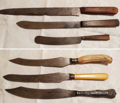 J.A. Henckels Twin works  Solingen Germany 11" next is same brand <br />Tillotson Sheffield.  The " El Dorado"  DICKINSON E crown M Sheffield.  Christ.Johnson&amp;co Sheffield England.  The United Novelty Co. Sheffield England