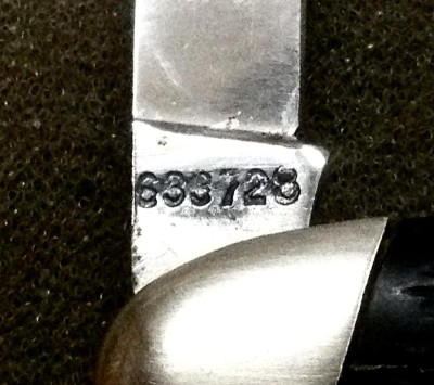 Main Blade Back Tang Stamp.<br />Pattern #633728.