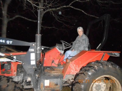 Miss Joy is a good sport, helping me get the deer to the house!