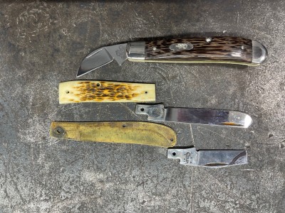 Case mini trapper and new palm wood covers.