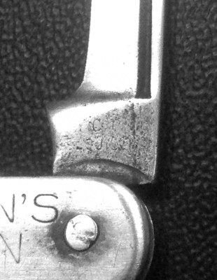 Unknown Tang Stamp-<br />On This Pattern Or Style Of Pocket Knife.<br />If Anyone Can Figure It Out,<br />Please Let Me Know.