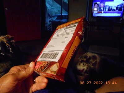 Shipping label on the back side.