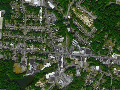 Picture #4.<br />Modern Day Photo Of BROADWAY And WISNER AVENUE Area. <br />The Question Mark (?) That Is In The Middle Of The Picture, <br />Is Where I Believe The ALLEN CUTLERY COMPANY Was Located.<br />The Railroad Would Have Been Just East Of The Property.
