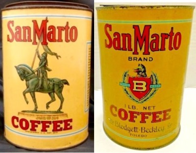 San Marto Coffee Can.<br />Joan Of Arc Is The Figure On The Horse.