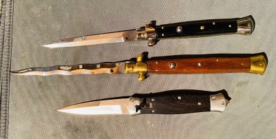 The top two I have had for years both are marked Stiletto Italy—— The bottom one not to crazy about it , my brother got it for me this year , I hate the opening and closing mechanism