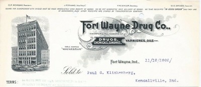 The Heading On A Fort Wayne Drug Company Prescription.<br />Dated November, 1900.