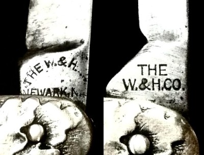 Left - The Main Blade Front Tang Stamp.<br />Right -The Secondary Blade Front Tang Stamp.