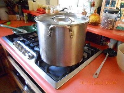 1st boil of the day, a cup of salt and enough water to cover the peanuts.