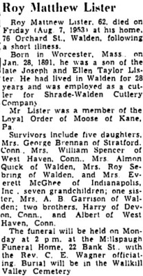 Obituary-Schrade Walden Cutlery Company Mentioned.