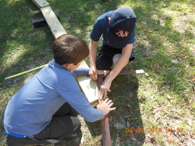 Grandsons learning a little bit of carpentry.
