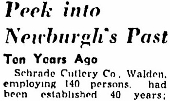 Schrade Cutlery Company Mentioned.<br />Ten Years Ago Would Make It April, 1944.