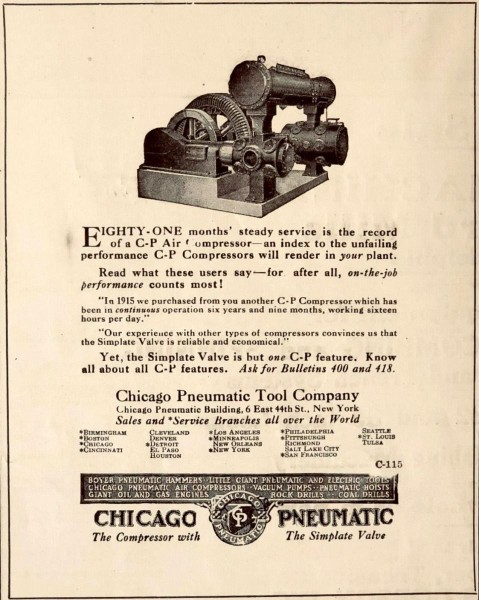 1924 Chicago Pneumatic Tool Company Advertisement.